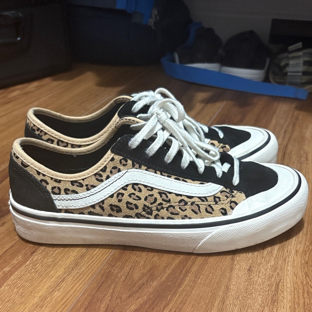 Vans Leopard Print Black and White Sneakers